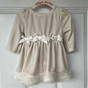 •Nannette• NWOT Velour Faux Fur Trim Party Dress - Size 12 Months